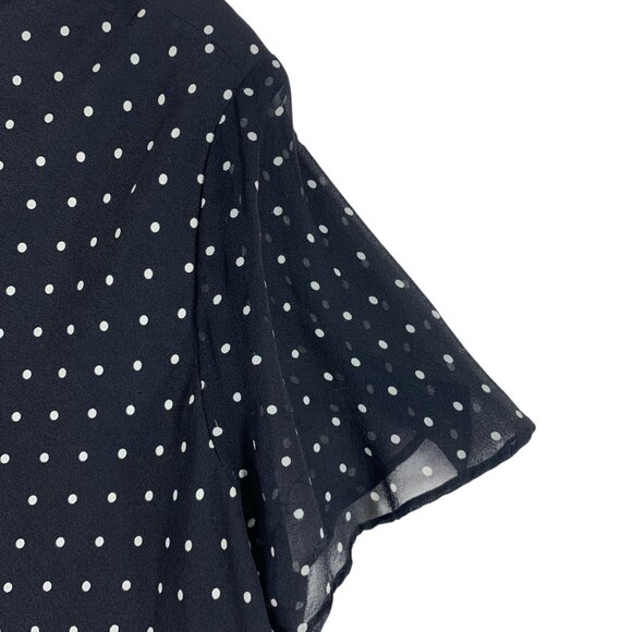Jones new York  Blck /Wht Polka Dot Women's Short Sleeve  Blouse 100%silk sz 16W - Picture 15 of 16